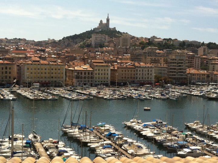 Vieux-Port harbour basin and quayside in Marseille